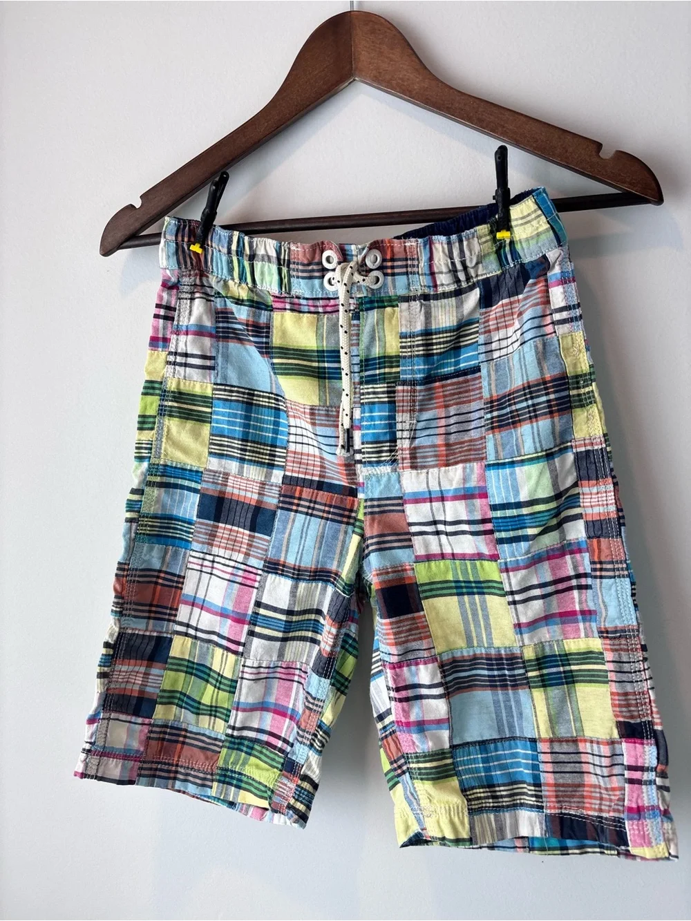 GAP Kids Surf California Patchwork Plaid Cargo Shorts — XXL